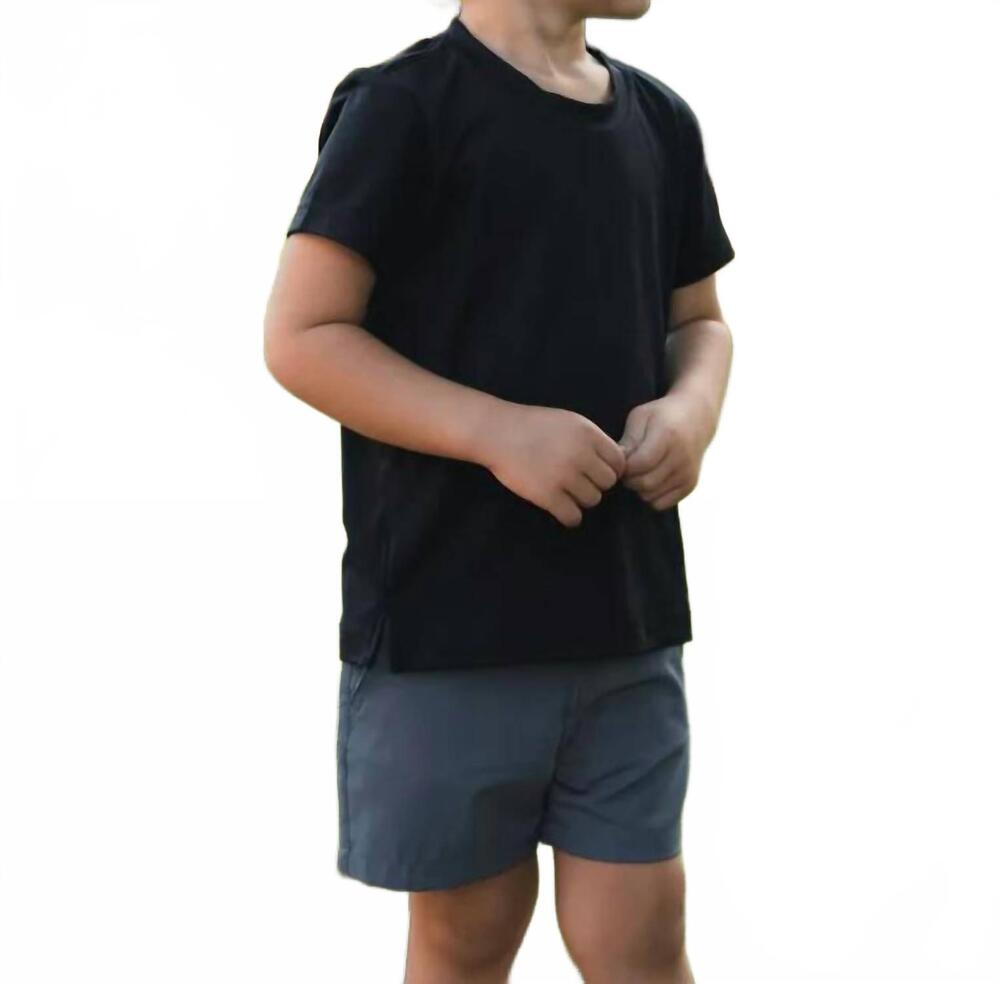 NEW BURLEBO youth pocket everyday short in grey with deer camo
